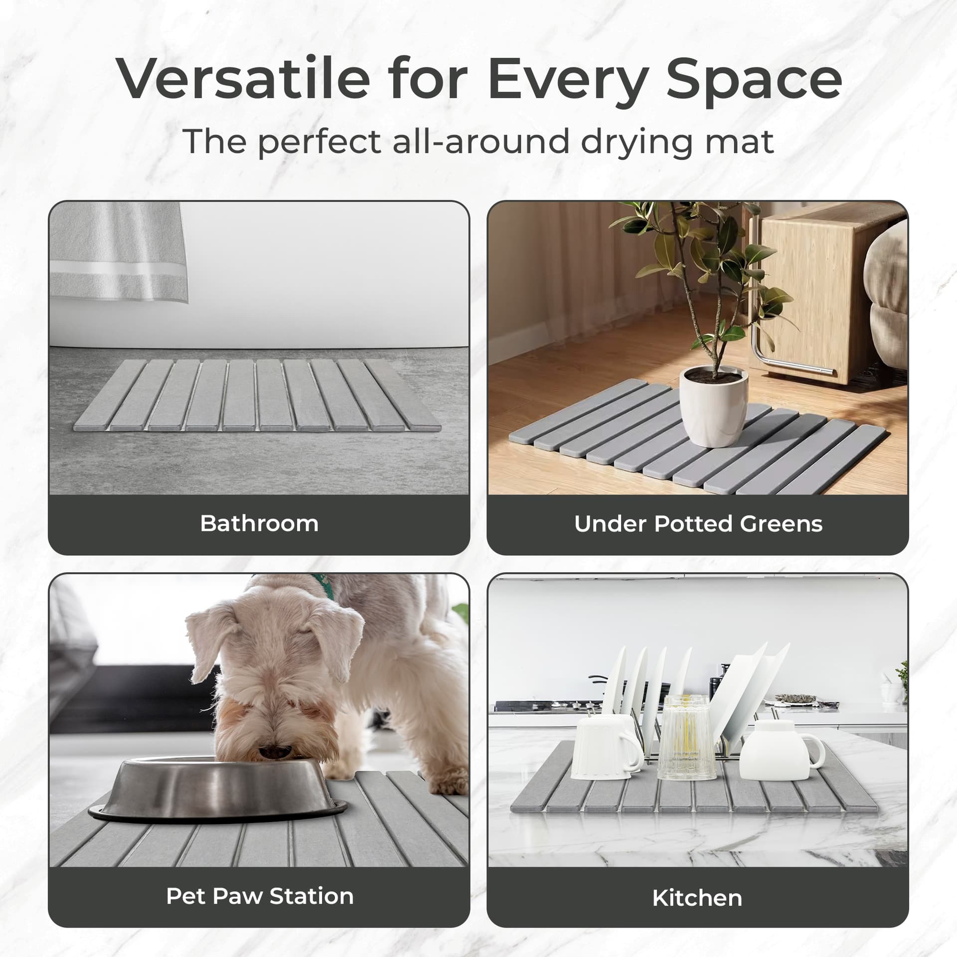 Stone bath mat in bathroom setting